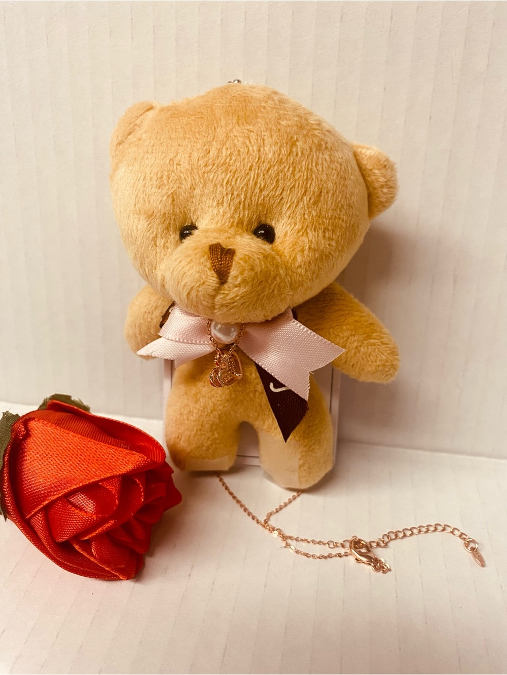 Mother’s Day Gift keychain with a crystal heart charm necklace rose gold